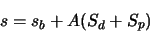 \begin{displaymath}
s = s_b + A ( S_d + S_p)
\end{displaymath}