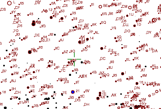 Identification sketch for variable star AO-LYR (AO LYRAE) on the night of JD2452833.
