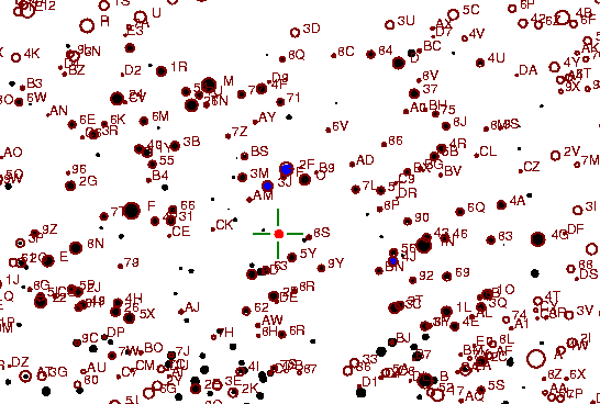 Identification sketch for variable star CV-LYR (CV LYRAE) on the night of JD2452833.