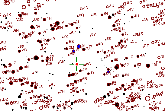 Identification sketch for variable star CV-LYR (CV LYRAE) on the night of JD2452833.