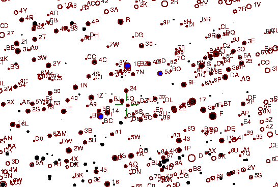 Identification sketch for variable star FF-LYR (FF LYRAE) on the night of JD2452833.