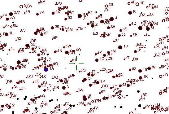 Identification sketch for variable star HR-LYR (HR LYRAE) on the night of JD2452833.