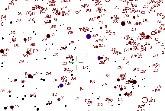 Identification sketch for variable star LL-LYR (LL LYRAE) on the night of JD2452833.
