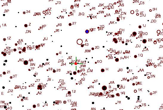Identification sketch for variable star RU-LYR (RU LYRAE) on the night of JD2452833.