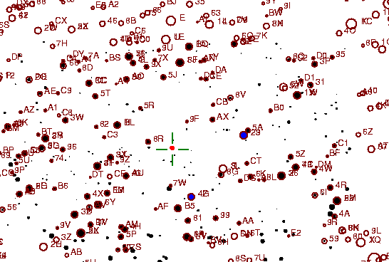 Identification sketch for variable star V-LYR (V LYRAE) on the night of JD2452833.