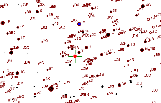 Identification sketch for variable star W-LYR (W LYRAE) on the night of JD2452833.