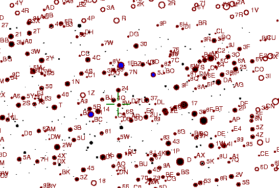Identification sketch for variable star FF-LYR (FF LYRAE) on the night of JD2452840.