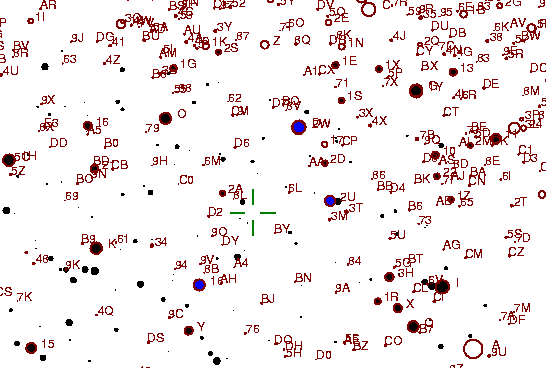 Identification sketch for variable star LL-LYR (LL LYRAE) on the night of JD2452840.