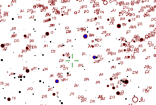 Identification sketch for variable star LL-LYR (LL LYRAE) on the night of JD2452840.