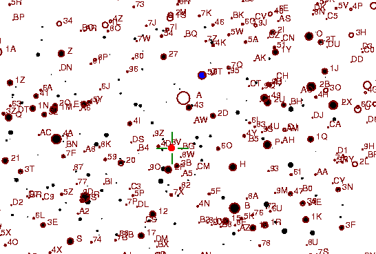 Identification sketch for variable star RU-LYR (RU LYRAE) on the night of JD2452840.