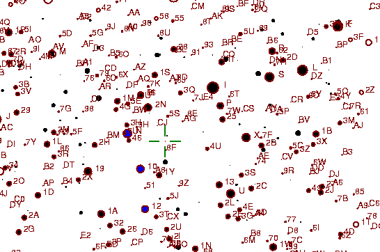 Identification sketch for variable star RW-LYR (RW LYRAE) on the night of JD2452840.