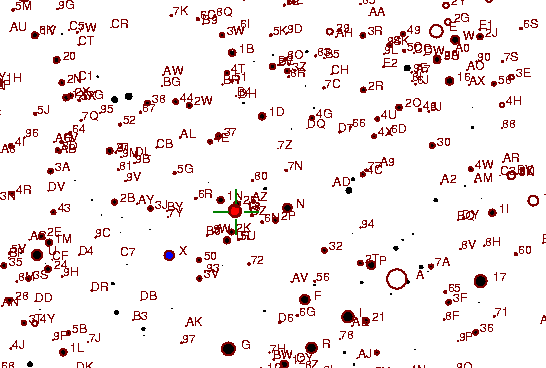 Identification sketch for variable star SZ-LYR (SZ LYRAE) on the night of JD2452840.