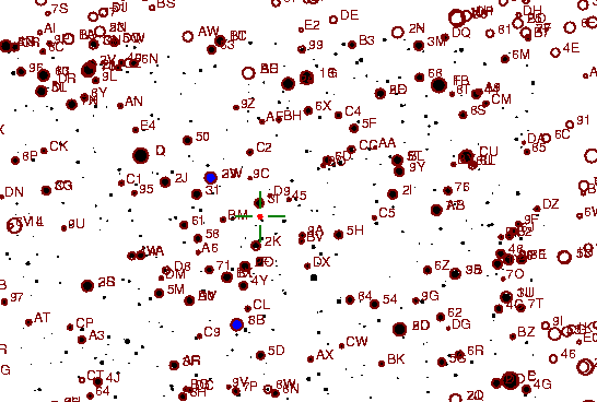 Identification sketch for variable star UW-LYR (UW LYRAE) on the night of JD2452840.