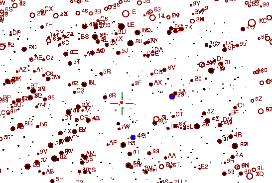 Identification sketch for variable star V-LYR (V LYRAE) on the night of JD2452840.