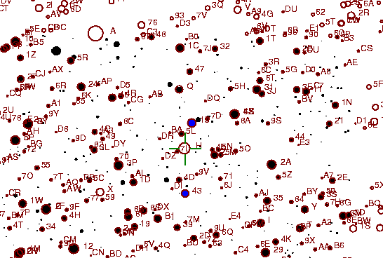 Identification sketch for variable star V-VUL (V VULPECULAE) on the night of JD2452840.