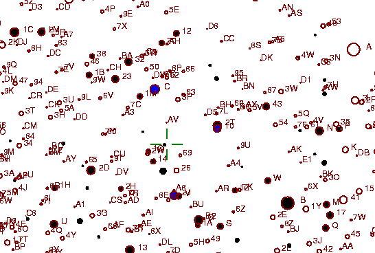 Identification sketch for variable star AX-AND (AX ANDROMEDAE) on the night of JD2452875.