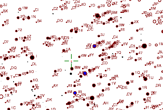 Identification sketch for variable star AZ-DEL (AZ DELPHINI) on the night of JD2452875.
