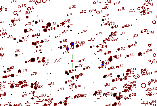 Identification sketch for variable star CV-LYR (CV LYRAE) on the night of JD2452875.