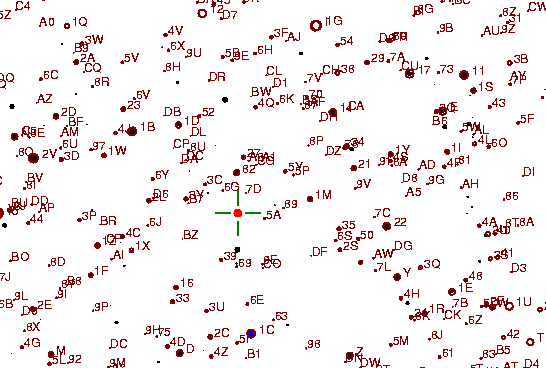 Identification sketch for variable star EK-AQL (EK AQUILAE) on the night of JD2452875.