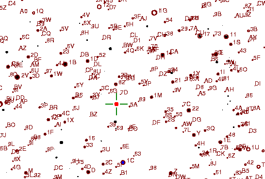 Identification sketch for variable star EK-AQL (EK AQUILAE) on the night of JD2452875.