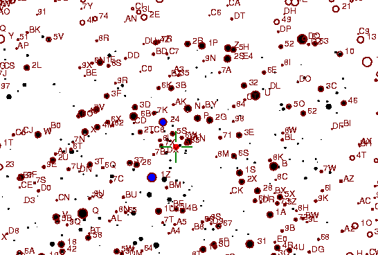 Identification sketch for variable star EU-AQL (EU AQUILAE) on the night of JD2452875.