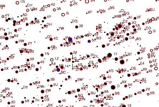 Identification sketch for variable star FF-LYR (FF LYRAE) on the night of JD2452875.