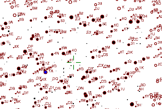 Identification sketch for variable star HR-LYR (HR LYRAE) on the night of JD2452875.