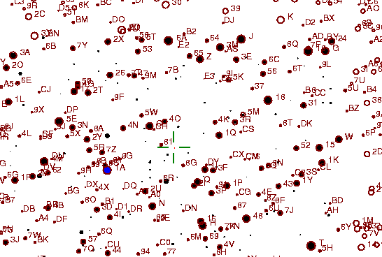 Identification sketch for variable star HR-LYR (HR LYRAE) on the night of JD2452875.