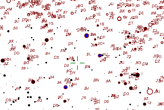 Identification sketch for variable star LL-LYR (LL LYRAE) on the night of JD2452875.