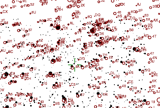 Identification sketch for variable star MU-AQL (MU AQUILAE) on the night of JD2452875.