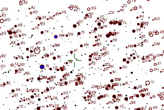 Identification sketch for variable star PW-VUL (PW VULPECULAE) on the night of JD2452875.