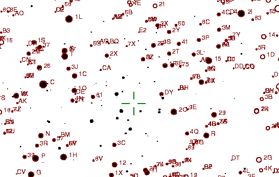 Identification sketch for variable star R-LYR (R LYRAE) on the night of JD2452875.