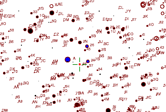 Identification sketch for variable star RU-AND (RU ANDROMEDAE) on the night of JD2452875.