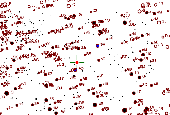 Identification sketch for variable star U-LYR (U LYRAE) on the night of JD2452875.
