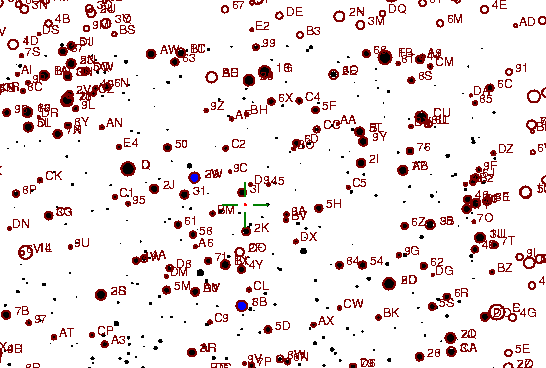 Identification sketch for variable star UW-LYR (UW LYRAE) on the night of JD2452875.