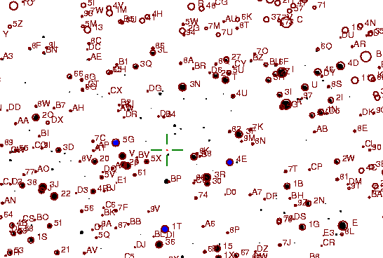 Identification sketch for variable star V-DEL (V DELPHINI) on the night of JD2452875.