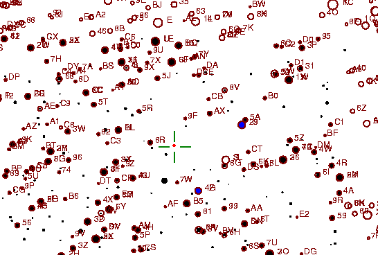Identification sketch for variable star V-LYR (V LYRAE) on the night of JD2452875.