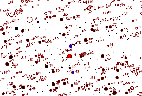 Identification sketch for variable star V-VUL (V VULPECULAE) on the night of JD2452875.