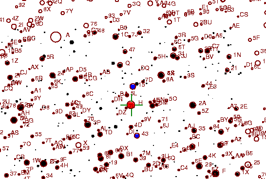 Identification sketch for variable star V-VUL (V VULPECULAE) on the night of JD2452875.