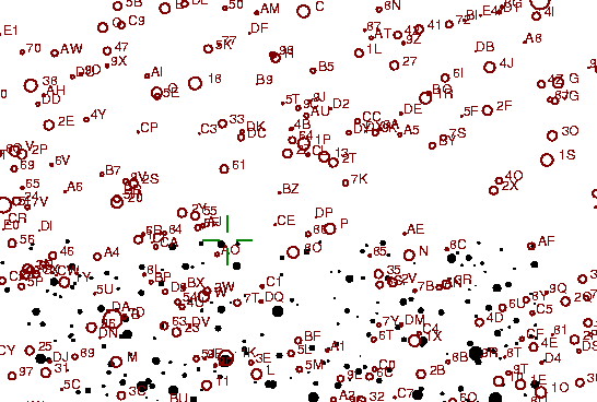 Identification sketch for variable star V1493-AQL (V1493 AQUILAE) on the night of JD2452875.