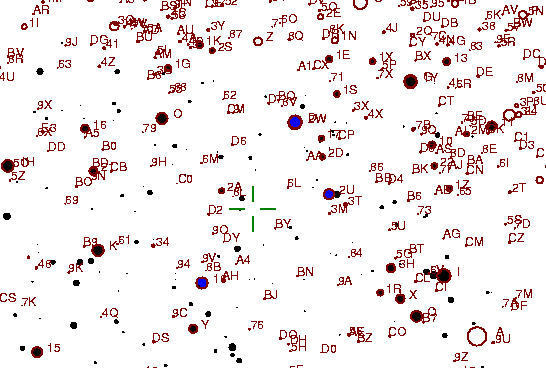 Identification sketch for variable star LL-LYR (LL LYRAE) on the night of JD2452903.