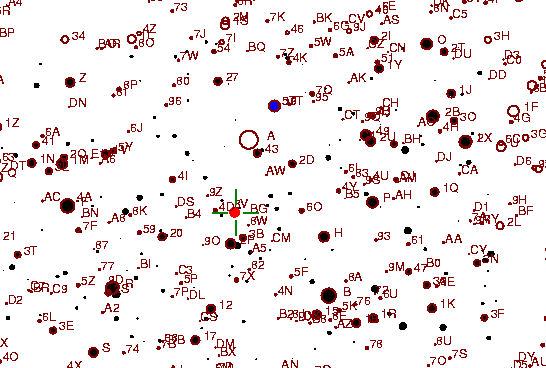Identification sketch for variable star RU-LYR (RU LYRAE) on the night of JD2452903.