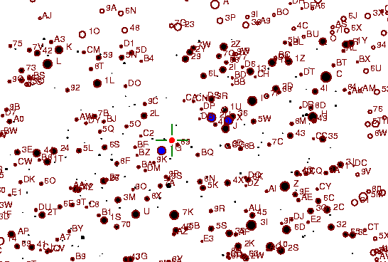 Identification sketch for variable star RU-TAU (RU TAURI) on the night of JD2452903.
