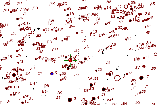 Identification sketch for variable star SZ-LYR (SZ LYRAE) on the night of JD2452903.