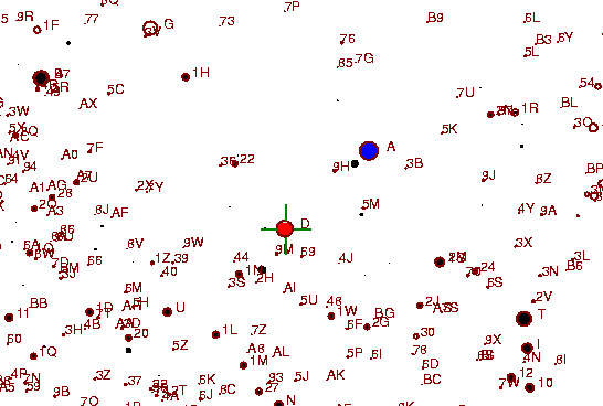 Identification sketch for variable star T-TAU (T TAURI) on the night of JD2452903.
