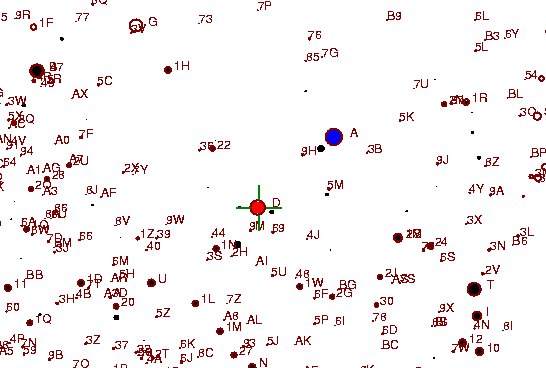 Identification sketch for variable star T-TAU (T TAURI) on the night of JD2452903.