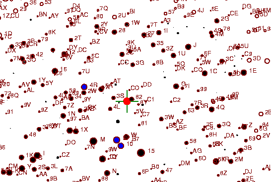 Identification sketch for variable star TU-TAU (TU TAURI) on the night of JD2452903.