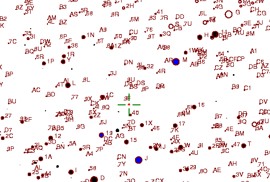Identification sketch for variable star V-TAU (V TAURI) on the night of JD2452903.