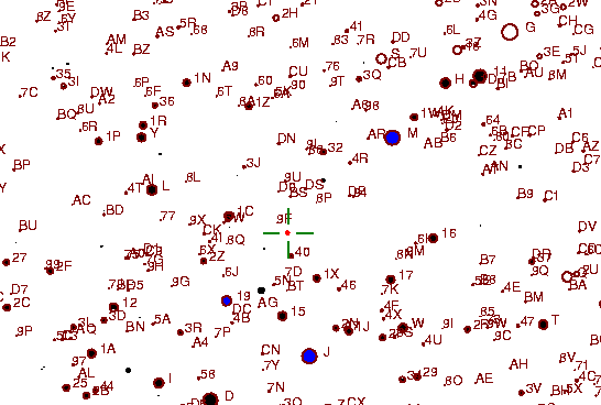 Identification sketch for variable star V-TAU (V TAURI) on the night of JD2452903.