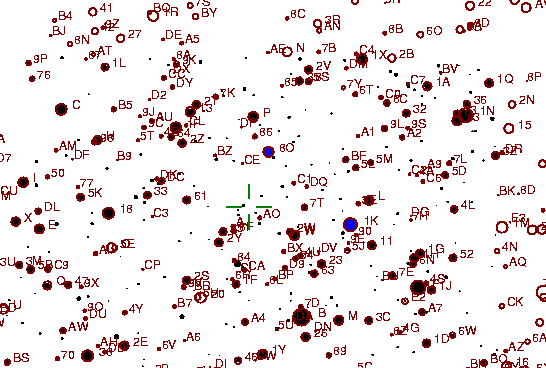 Identification sketch for variable star V1493-AQL (V1493 AQUILAE) on the night of JD2452903.